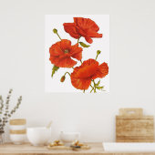 Poster - Poppies on White (Keuken)
