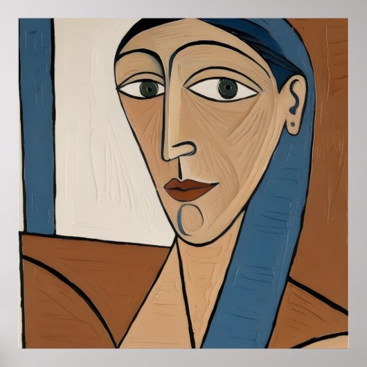 Poster Portrait Cubiste Moderne - Femme Élégante  (Voorkant)