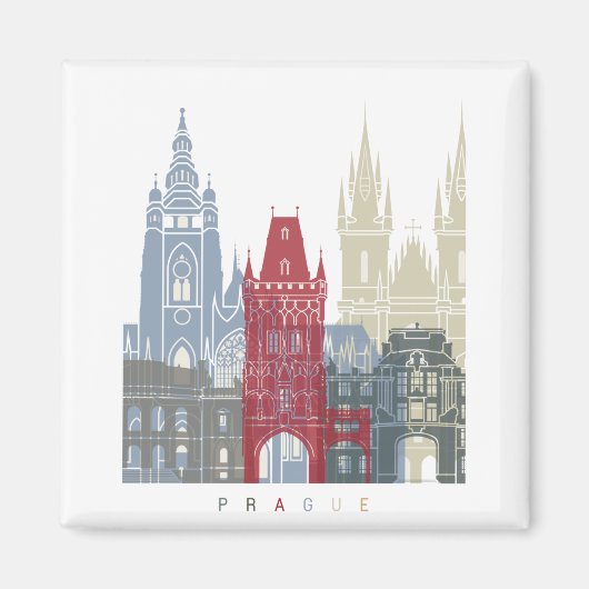 Poster Prague skyline Magneet (Voorkant)
