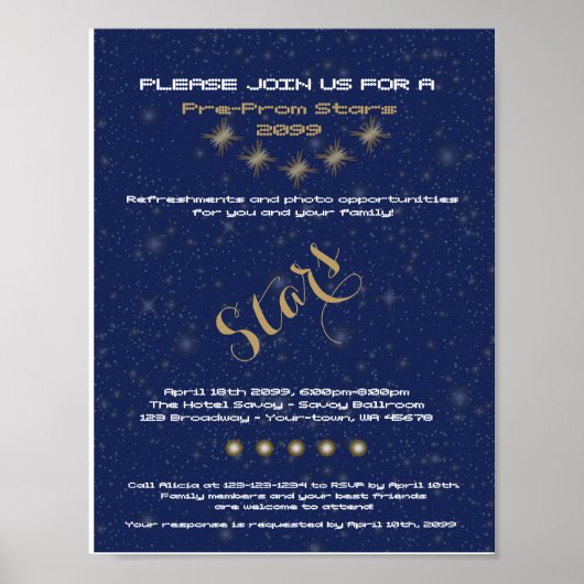 POSTER pre-prom, pre-prom nachtsterren, blauw, ste (Voorkant)