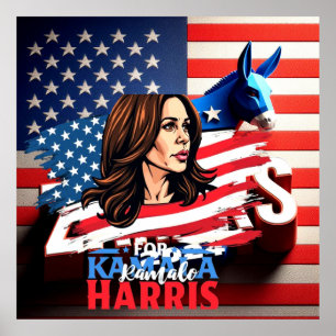 Poster presidentsverkiezingen HARRIS WALZ 2024