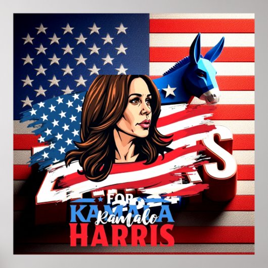 Poster presidentsverkiezingen HARRIS WALZ 2024 (Voorkant)