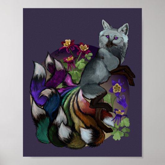 Poster Pride Kitsune en Columbine Flowers (Voorkant)