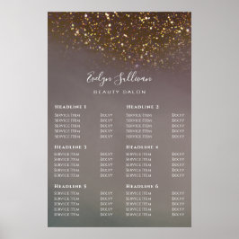 Poster prijslijst voor vloeibaar glitter-ontwerp