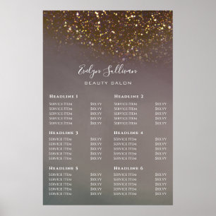 Poster prijslijst voor vloeibaar glitter-ontwerp