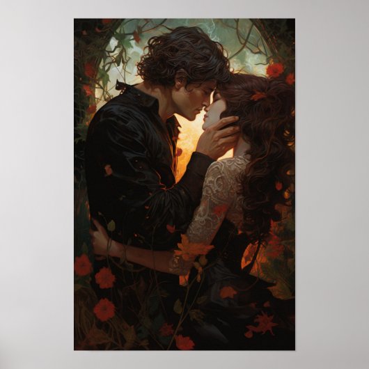 Poster - Prince Charming en Princess Love Kiss (Voorkant)