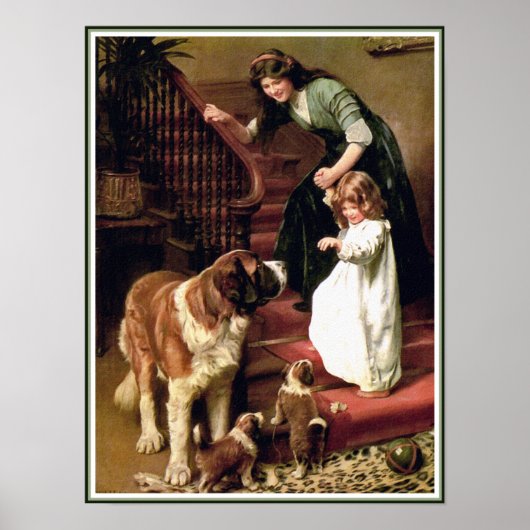 Poster Print: Good Night - met St. Bernard (Voorkant)