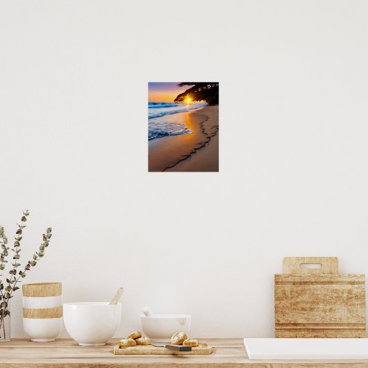 Poster Print Wall Art Tropical Beach Sunset (Keuken)