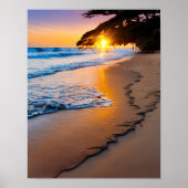 Poster Print Wall Art Tropical Beach Sunset (Voorkant)