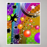 Poster, Prints - BIG BANG BLACK HOLES POP ART<br><div class="desc">Een Cosmic BIG BANG Pop Art illustratie met exploderende planeten,  sterren en zwarte gaten. Ik gebruikte deze afbeelding op mijn Pop Art Skulls voor Halloween. Voel je vrij om een favoriete foto op te nemen en je te personaliseren!</div>