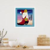 Poster, Prints - Cowboy Boot, helemaal gekleed (Keuken)