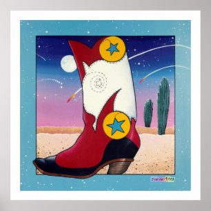Poster, Prints - Cowboy Boot, helemaal gekleed