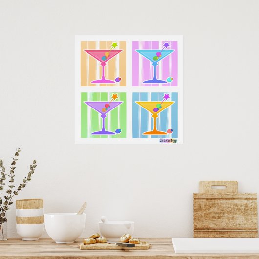 Poster, Prints - Retro Pop Art Martinis (Keuken)