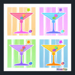 Poster, Prints - Retro Pop Art Martinis<br><div class="desc">Vier Fun,  kleurrijke Pop Art Martinis tegen een retro,  vijftig kunststijlpastel in een klassieke pop art quad. Profiteer van de aanpassingsfuncties om uw aankoop aan te passen met tekst of foto's van uw eigen stijl!</div>