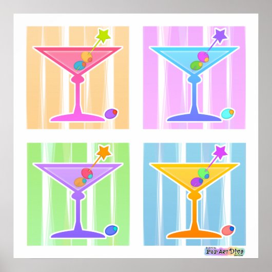 Poster, Prints - Retro Pop Art Martinis (Voorkant)