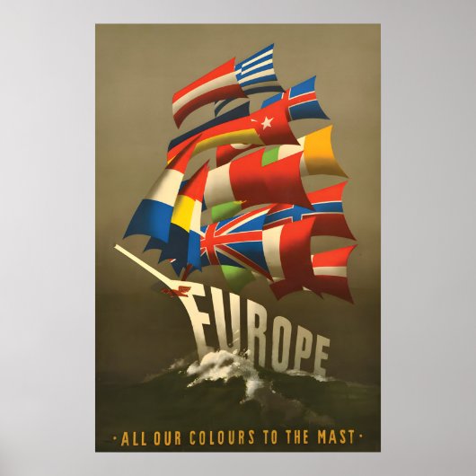 Poster Pro-Europa Alle kleuren op de mast (Voorkant)