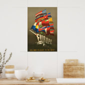 Poster Pro-Europa Alle kleuren op de mast (Keuken)