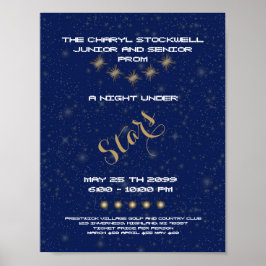 POSTER Prom senior junior, nachtsterren, blauw, st