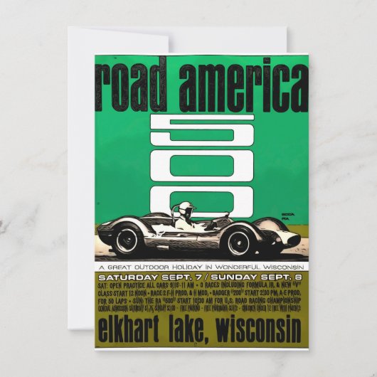 Poster ,Race America 500, Elkhart Lake Kaart (Voorkant)