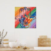 Poster Rainbow Hamsa (Keuken)