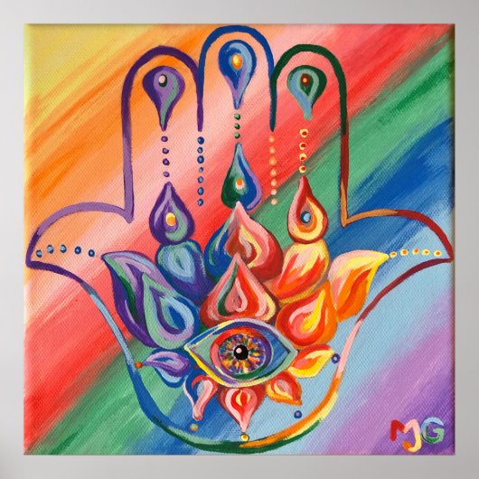 Poster Rainbow Hamsa (Voorkant)