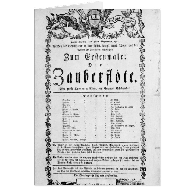 Poster reclame van "The Magic Flute" (Voorkant)