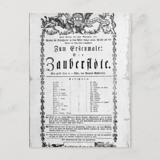 Poster reclame van "The Magic Flute" Briefkaart (Voorkant)