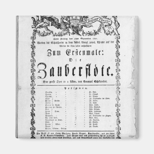 Poster reclame van "The Magic Flute" Magneet (Voorkant)