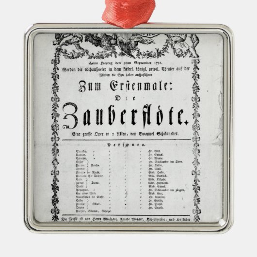 Poster reclame van "The Magic Flute" Metalen Ornament (Voorkant)