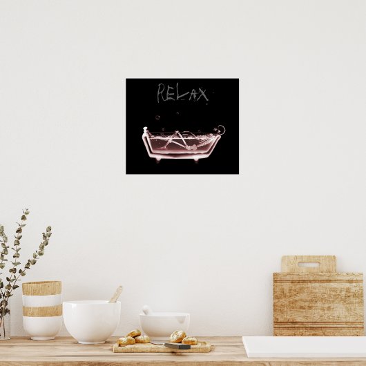 Poster - Red Relax X-Ray Skeleton Bath Time (Keuken)