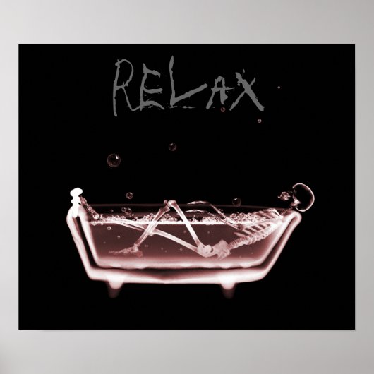Poster - Red Relax X-Ray Skeleton Bath Time (Voorkant)