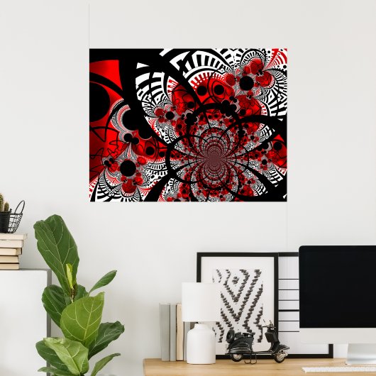 Poster Red Vingentwist Abstract Art (Thuiskantoor)