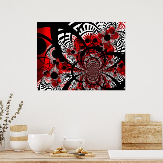 Poster Red Vingentwist Abstract Art (Keuken)
