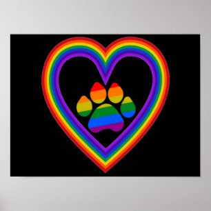 Poster regenbooghartslag met poot