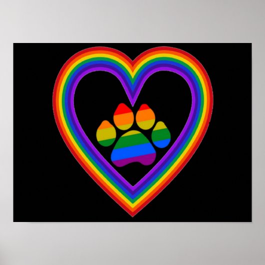 Poster regenbooghartslag met poot (Voorkant)