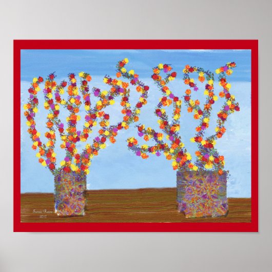 Poster regenboogkleurige bloemen (Voorkant)