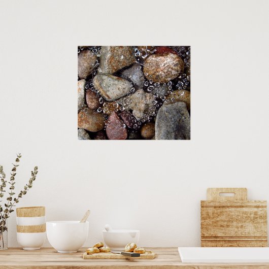 Poster - regendruppels op spderweb boven rivierges (Keuken)