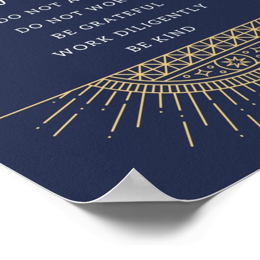 Poster. Reiki Precepts, Gold & Blue, Engels, 8x10 Poster (Hoek)