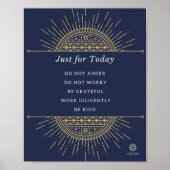 Poster. Reiki Precepts, Gold & Blue, Engels, 8x10 Poster (Voorkant)