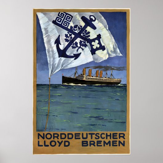 Poster Reizen met Norddeutscher Lloyd Bremen (Voorkant)