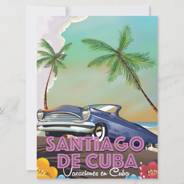 Poster reizen Santiago de Cuba Vintage (Voorkant)