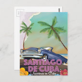 Poster reizen Santiago de Cuba Vintage Briefkaart (Voorkant / Achterkant)