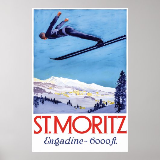 Poster Reizen Zwitserland St Moritz Skiën (Voorkant)