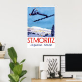 Poster Reizen Zwitserland St Moritz Skiën (Thuiskantoor)