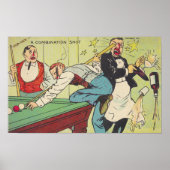 POSTER ~ REPR ANTIEK BILLIARDS COMBINATION SHOT (Voorkant)