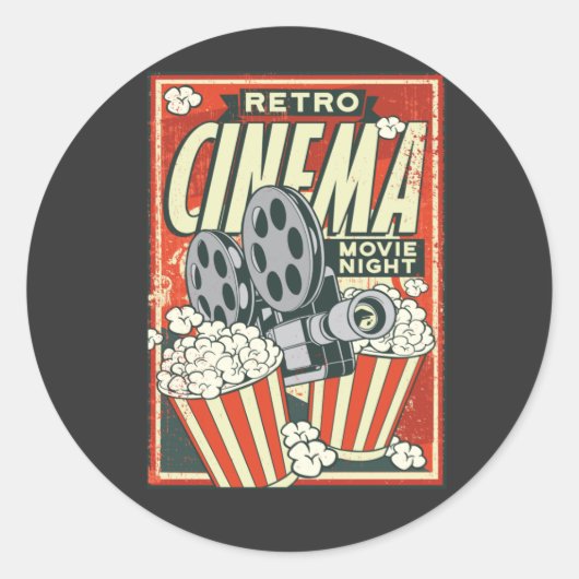 POSTER RETRO CINEMA RONDE STICKER (Voorkant)
