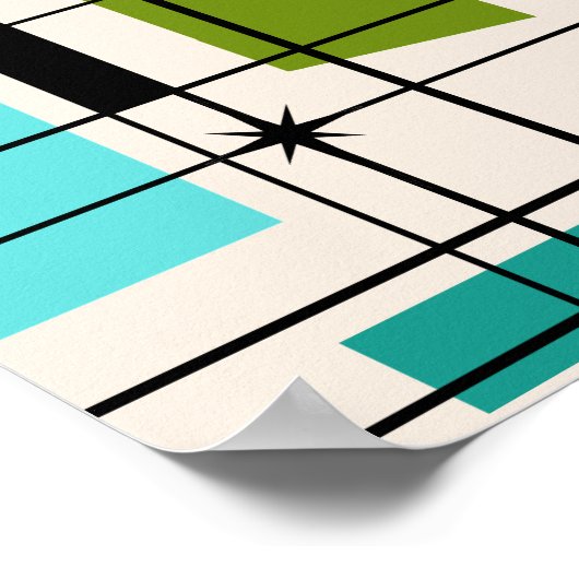 Poster Retro Grid & Starbursts (Hoek)