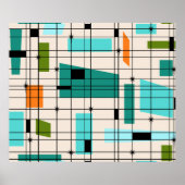 Poster Retro Grid & Starbursts (Voorkant)