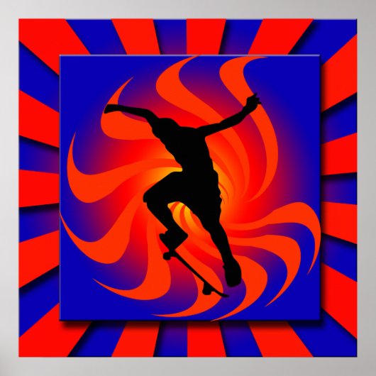 POSTER RETRO SKATEBOARDER (Voorkant)