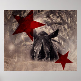 Poster rhino waterverf